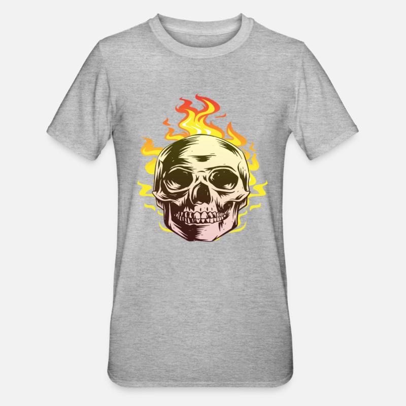 Burn skull design fun gift - Unisex Polycotton T-Shirt - heather grey