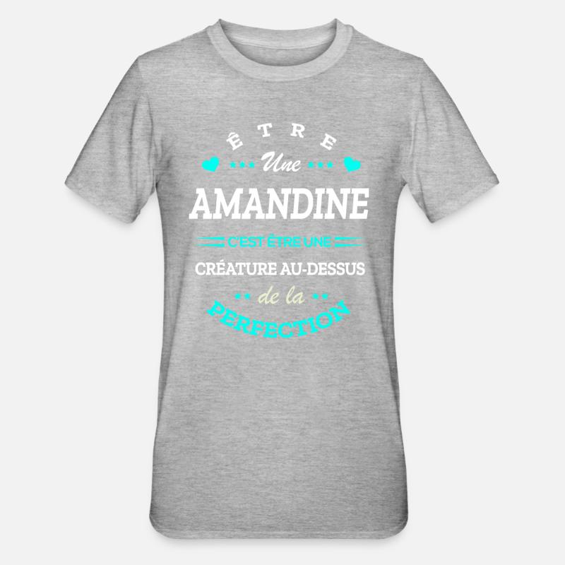 AMANDINE PARFAITE - NOM AMANDINE - T-shirt polycoton Unisexe - gris chiné