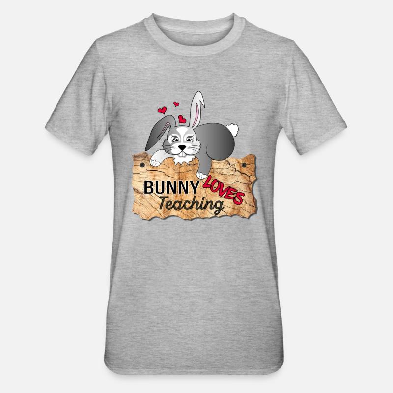 J’adore mon climat d’école de lapin - T-shirt polycoton Unisexe - gris chiné