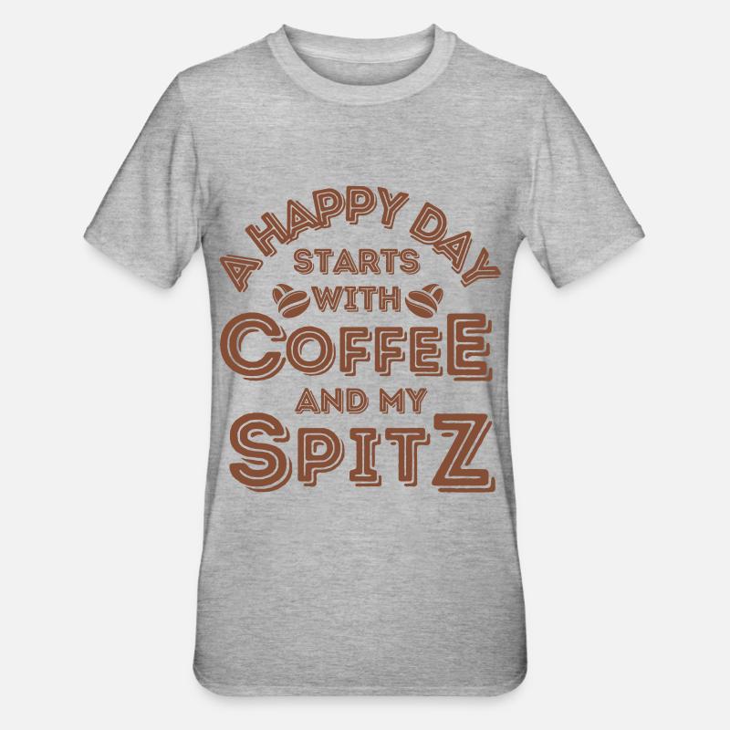 Spitz Café pour chiens - T-shirt polycoton Unisexe - gris chiné