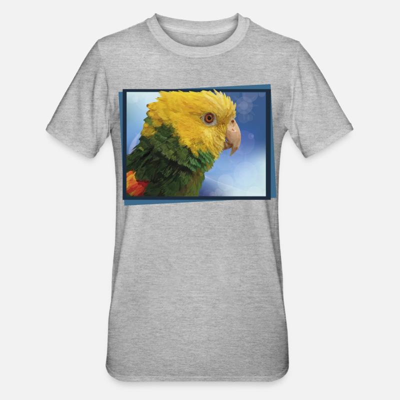 Le perroquet à tête jaune - T-shirt polycoton Unisexe - gris chiné