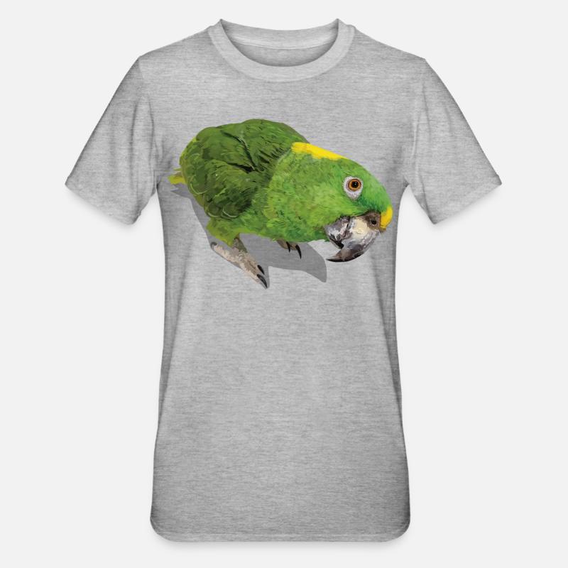 Le perroquet à nuque jaune - T-shirt polycoton Unisexe - gris chiné