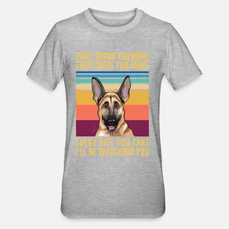 Deutscher Schäferhund beobachten - Unisex Polycotton T-Shirt - Grau meliert