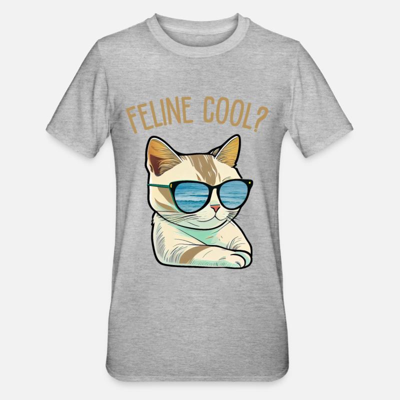 Félin Cool - T-shirt polycoton Unisexe - gris chiné