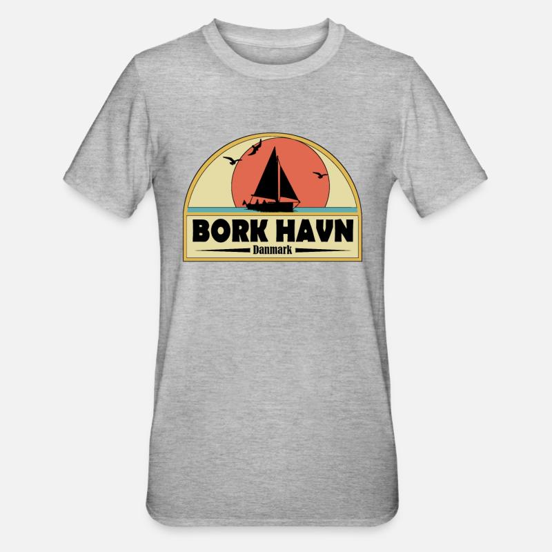 Bork Havn, Danemark - T-shirt polycoton Unisexe - gris chiné