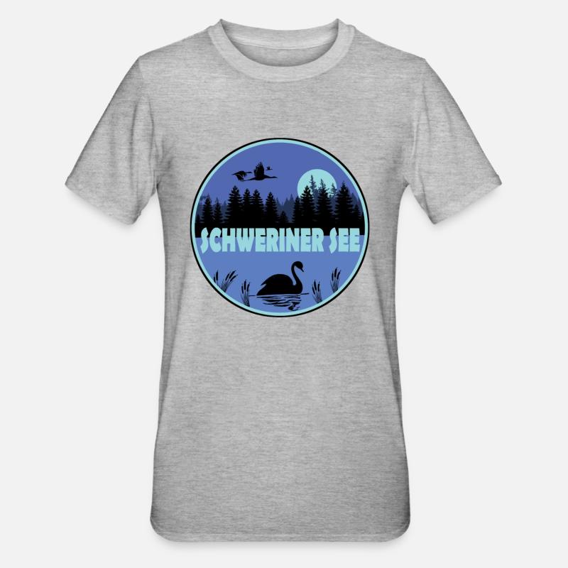 Schweriner See - Unisex Polycotton T-Shirt - Grau meliert