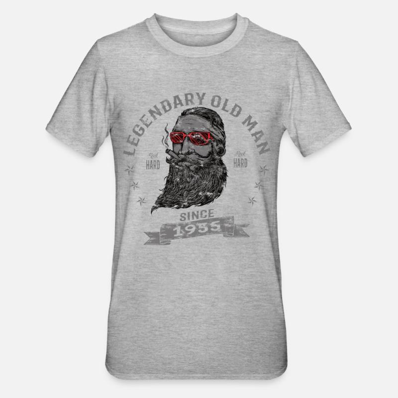 1955 Geburtstag Legendary Old Man - Unisex Polycotton T-Shirt - Grau meliert