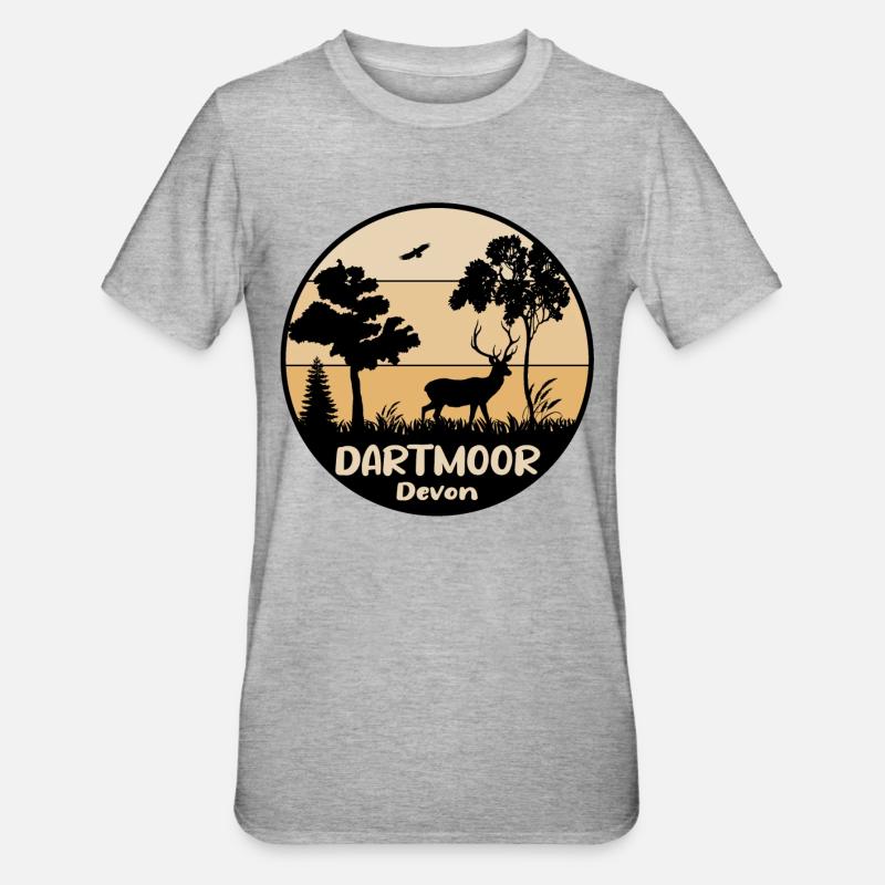 Dartmoor, Devon (États-Unis) - T-shirt polycoton Unisexe - gris chiné