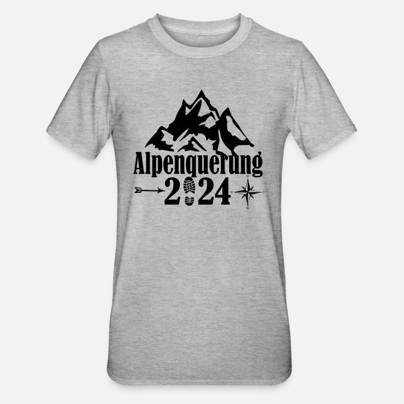 Alpenquerung 2024 - Unisex Polycotton T-Shirt - Grau meliert
