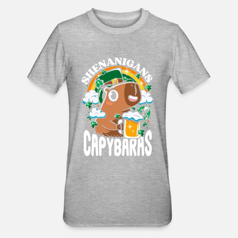 Saint Patrick - Shenanigans capybaras - T-shirt polycoton Unisexe - gris chiné