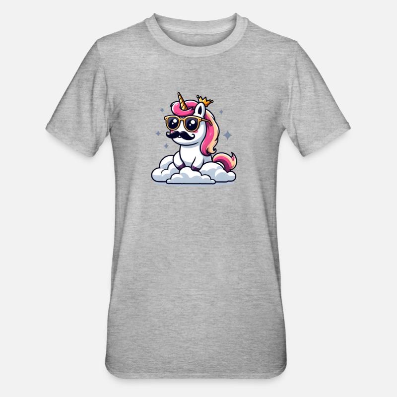 Licorne avec moustache - T-shirt polycoton Unisexe - gris chiné