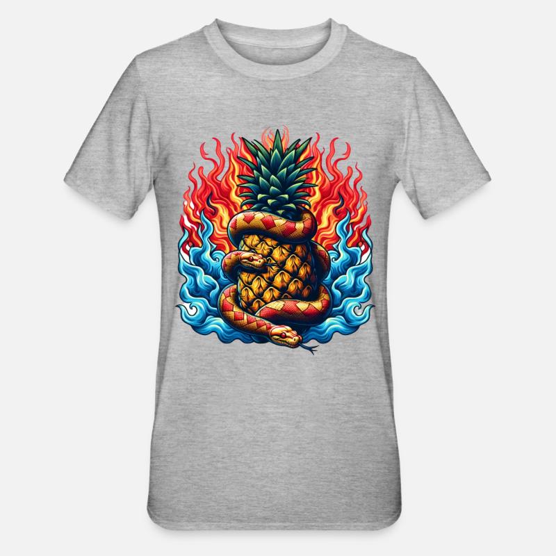 Serpent autour d’un ananas - T-shirt polycoton Unisexe - gris chiné