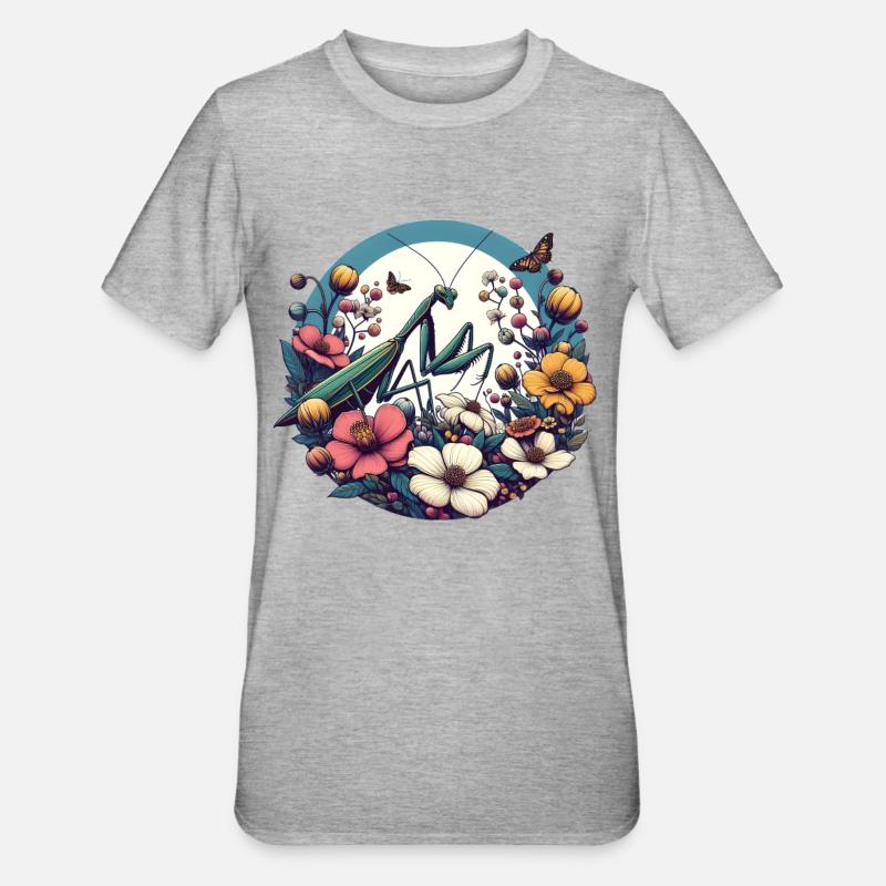 Gottesanbeterin - Unisex Polycotton T-Shirt - Grau meliert