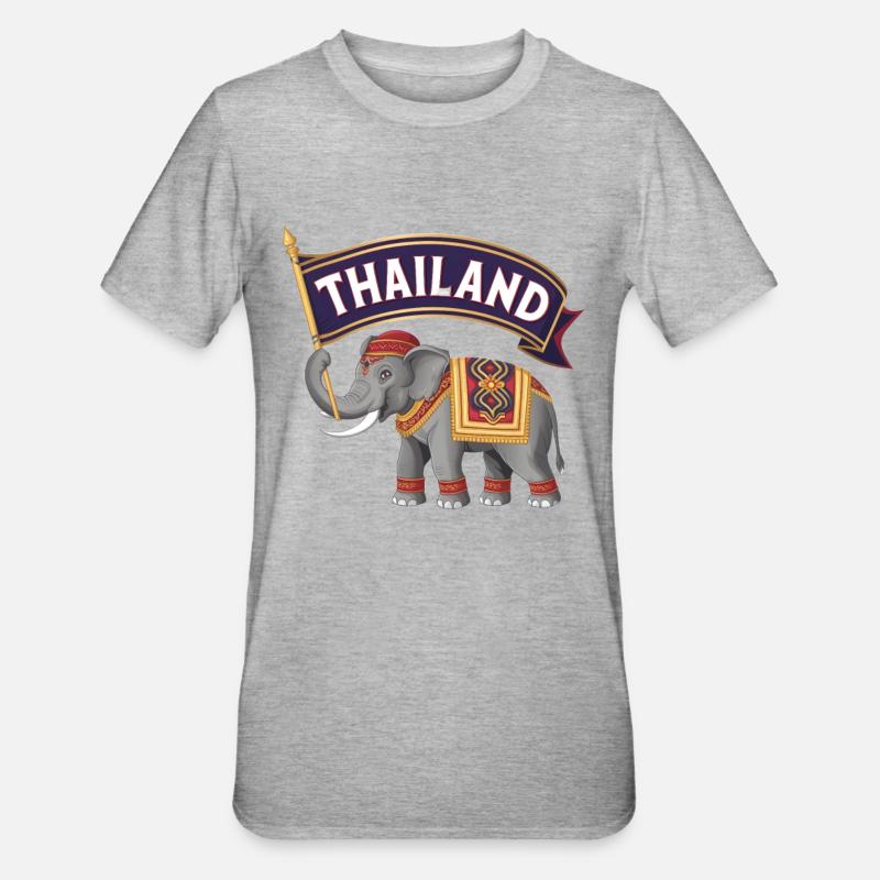 Fier éléphant de Thaïlande - T-shirt polycoton Unisexe - gris chiné