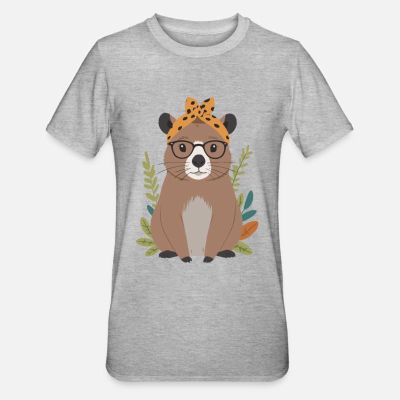 Drôle Capymama Capybara Maman - T-shirt polycoton Unisexe - gris chiné
