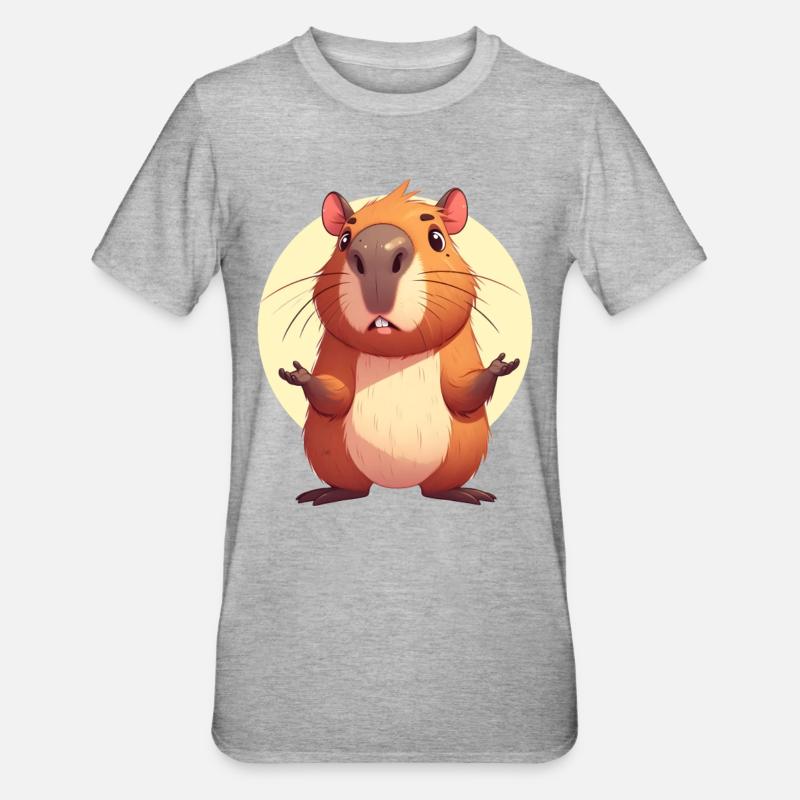 Capybara confus - T-shirt polycoton Unisexe - gris chiné