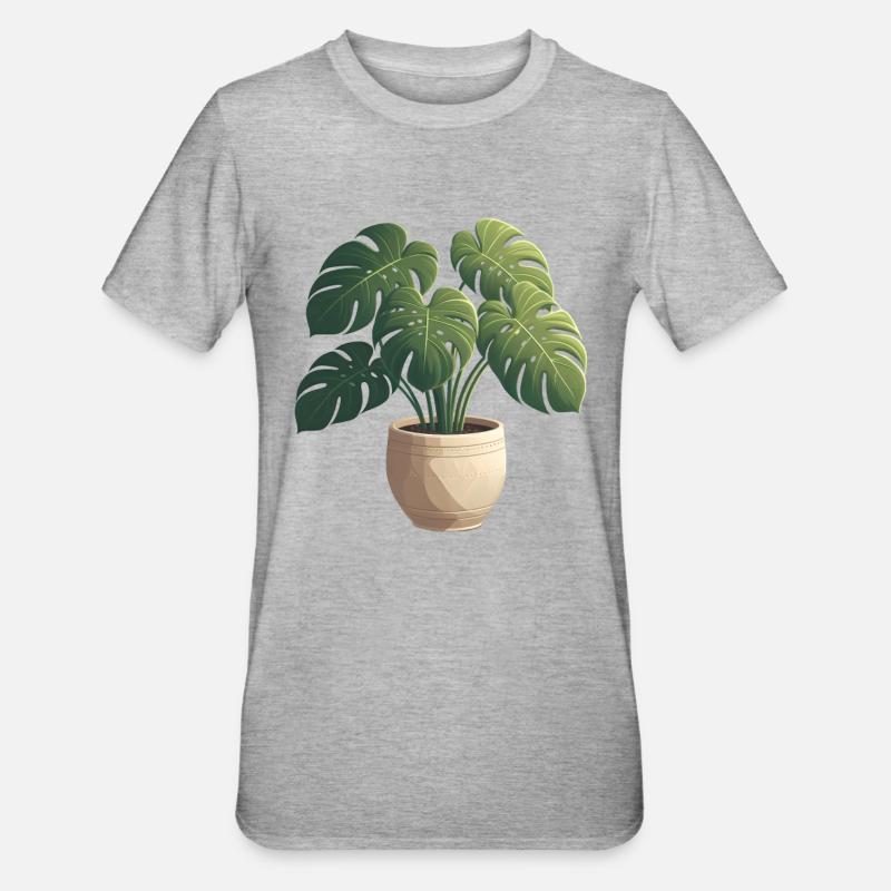Wunderschöne Monstera Pflanze - Unisex Polycotton T-Shirt - Grau meliert