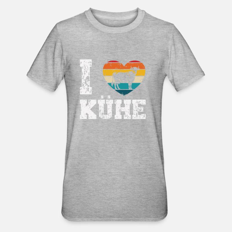 J’aime les vaches - T-shirt polycoton Unisexe - gris chiné