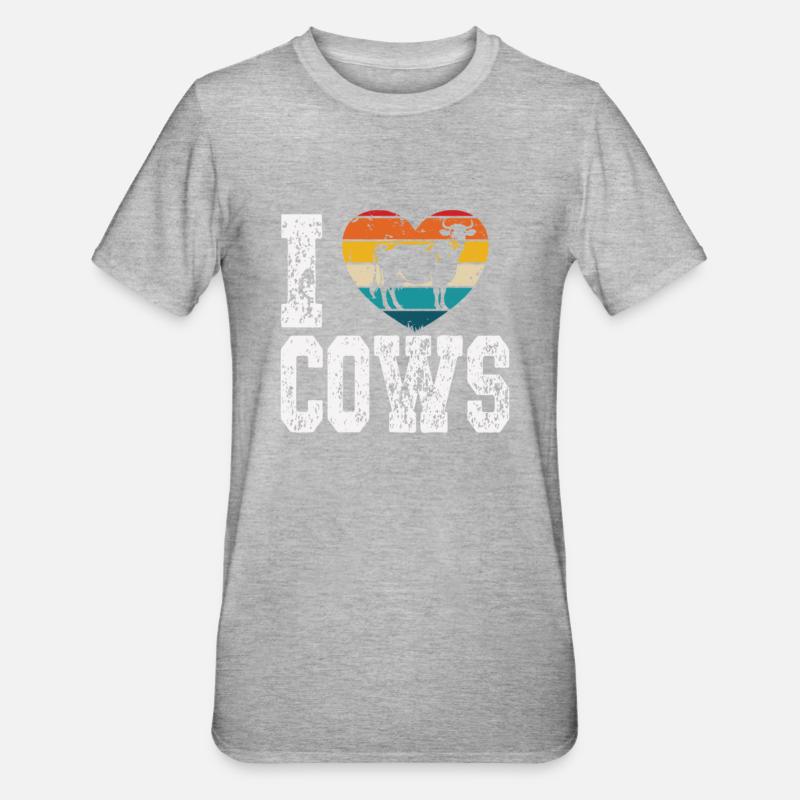 J’aime les vaches - T-shirt polycoton Unisexe - gris chiné
