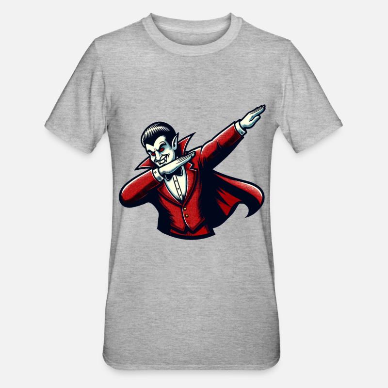 Dabbing Vampire Funny Dabbing Design - Unisex Polycotton T-Shirt - heather grey