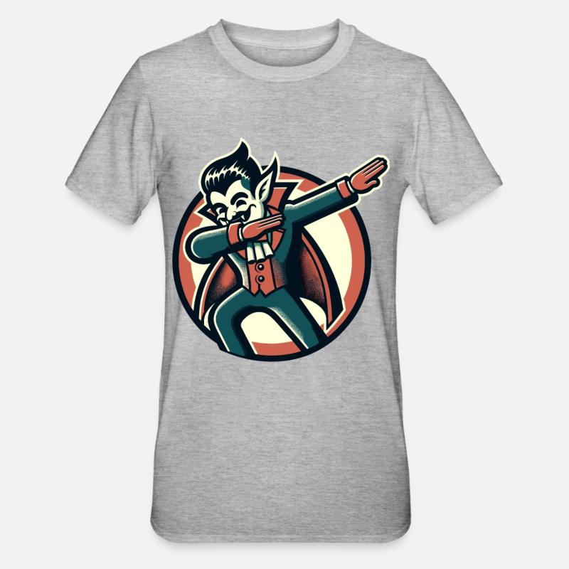 Dabbing vampire Drôle Dabbing Design - T-shirt polycoton Unisexe - gris chiné