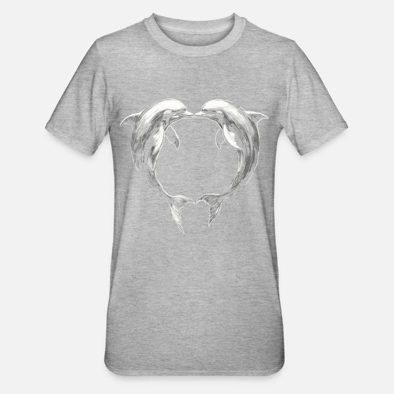 Dauphin, Dauphins Mignons, Coeur - T-shirt polycoton Unisexe - undefined
