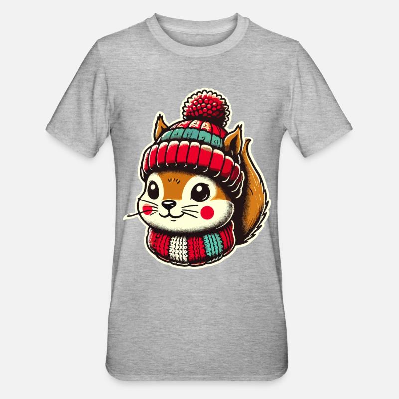 Christmas squirrel with cap - Unisex Polycotton T-Shirt - heather grey