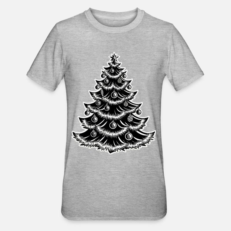 Christmas tree with baubles - Unisex Polycotton T-Shirt - heather grey