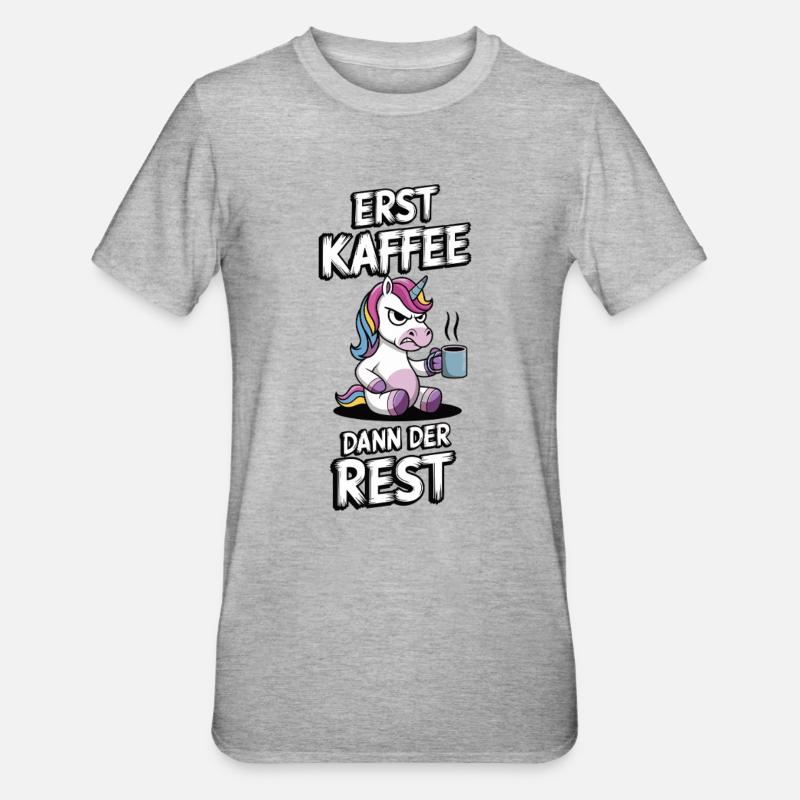 Kaffee EInhorn - Unisex Polycotton T-Shirt - Grau meliert