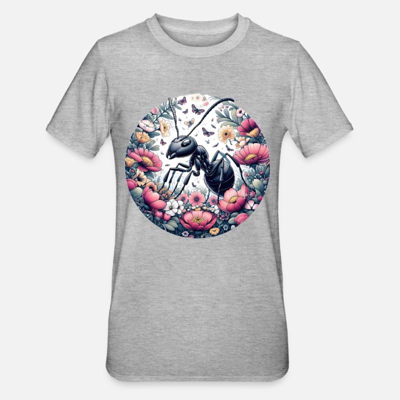 Fleurs de fourmis - T-shirt polycoton Unisexe - gris chiné