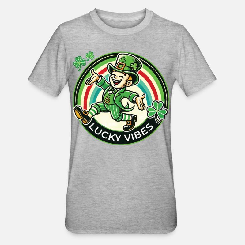 Joyeuses vibrations de la Saint-Patrick - T-shirt polycoton Unisexe - gris chiné