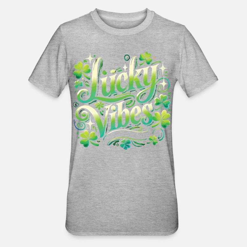 Saint-Patrick Lucky Vibes Design - T-shirt polycoton Unisexe - gris chiné