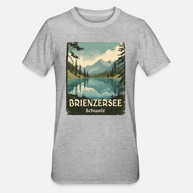 Lac de Brienz - T-shirt polycoton Unisexe - gris chiné