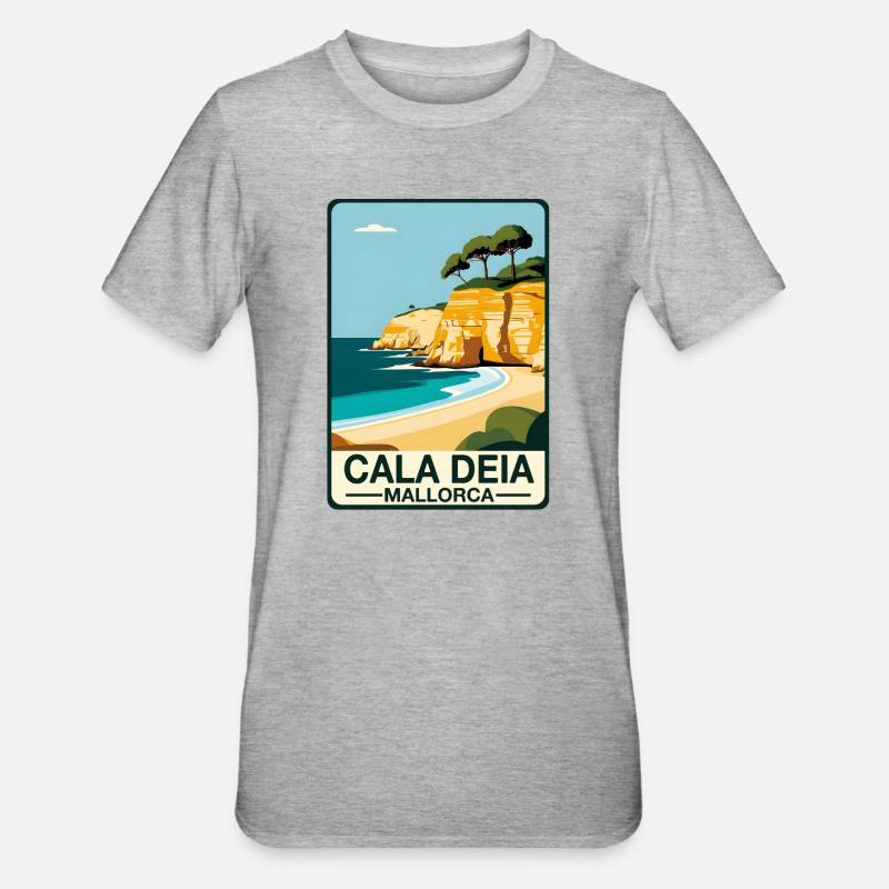 Cala Deia Mallorca - T-shirt polycoton Unisexe - gris chiné
