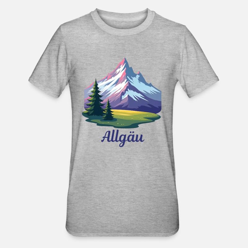 Allgäu bunt comic - Unisex Polycotton T-Shirt - Grau meliert