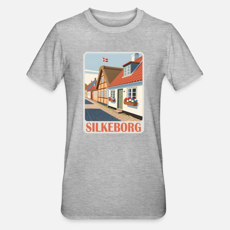 Silkeborg, Danemark - T-shirt polycoton Unisexe - gris chiné