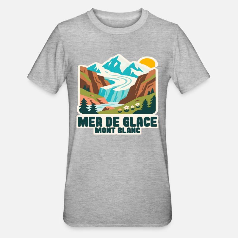 Mer de glace glacier - T-shirt polycoton Unisexe - gris chiné