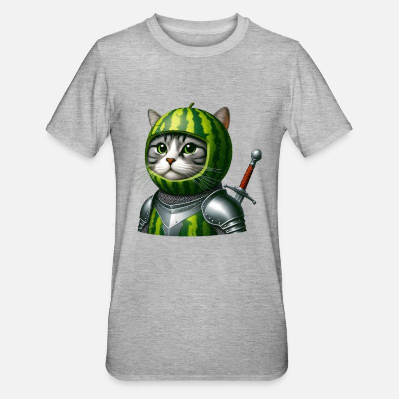 Chevalier chat pastèque - T-shirt polycoton Unisexe - gris chiné
