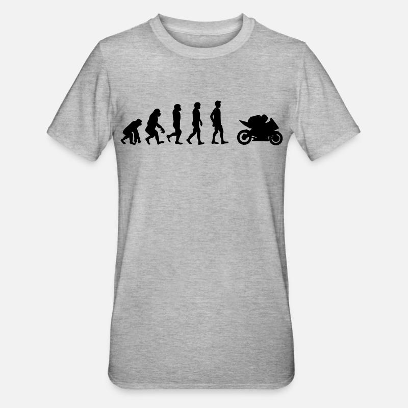 Motorrad Evolution - Unisex Polycotton T-Shirt - Grau meliert