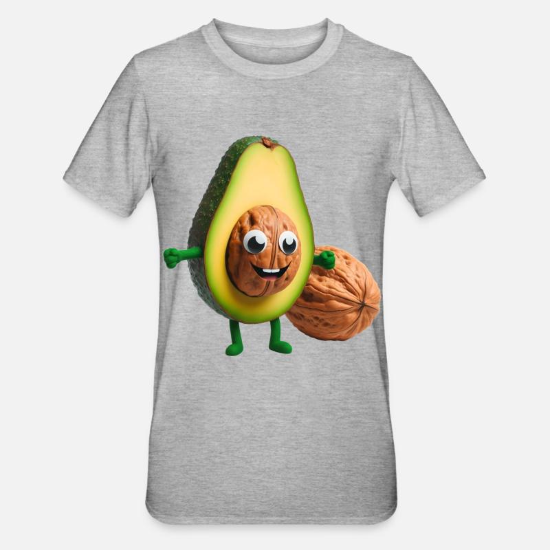Avocado with walnut kernel - Unisex Polycotton T-Shirt - heather grey