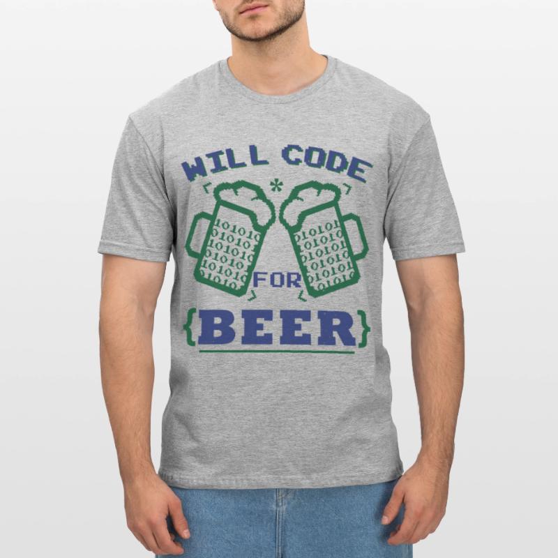 Funny Beer Coding Coder Unisex Polycotton T-Shirt