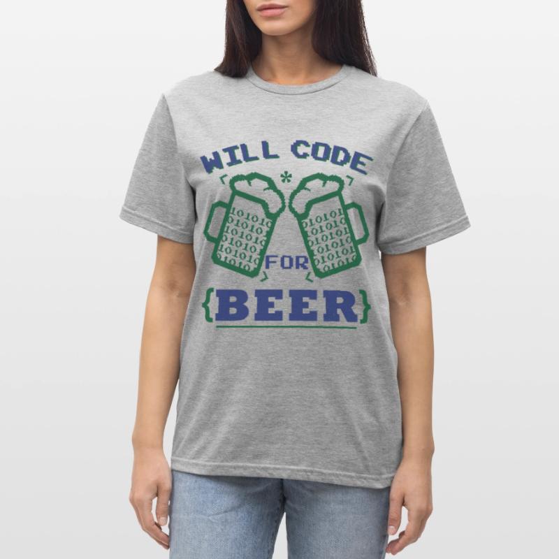 Funny Beer Coding Coder Unisex Polycotton T-Shirt