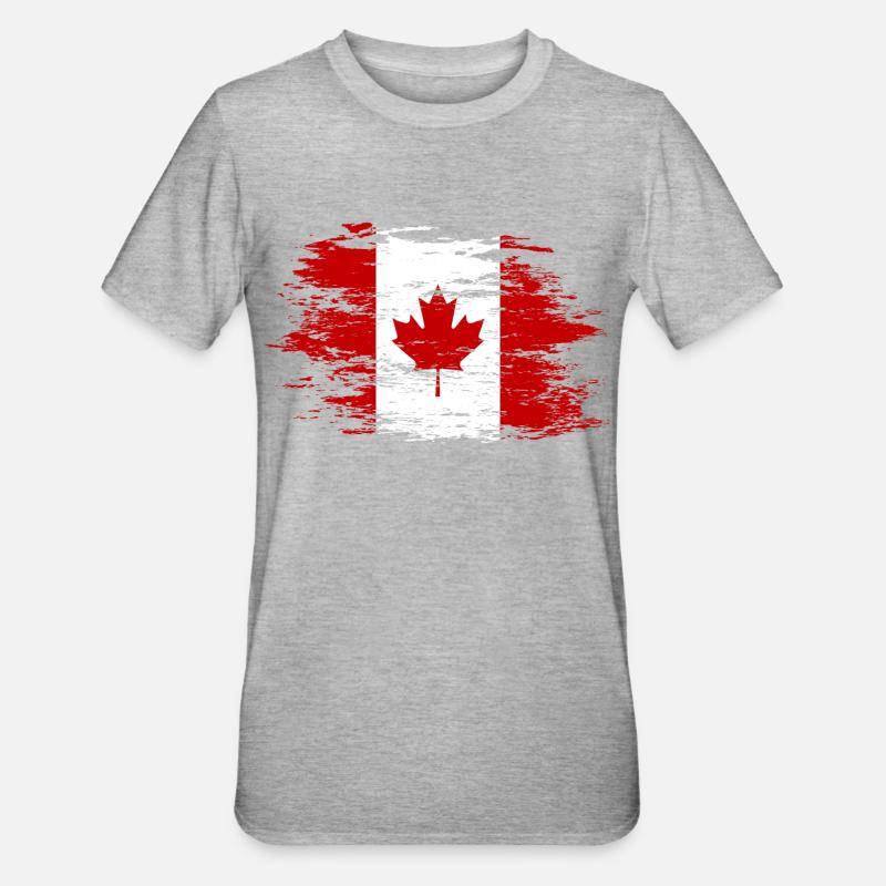 Drapeau du Canada utilisé - T-shirt polycoton Unisexe - gris chiné
