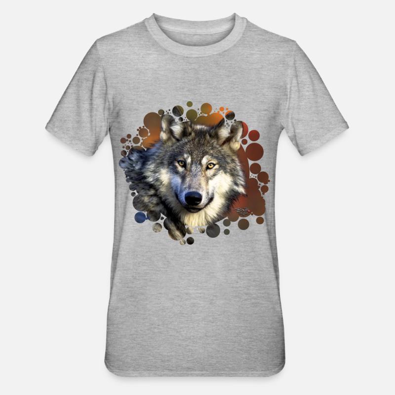 Wolfsgesicht - Unisex Polycotton T-Shirt - Grau meliert