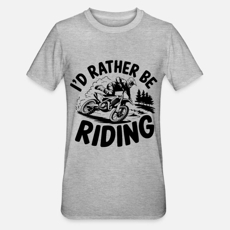 I D RATHER BE RIDING - Unisex Polycotton T-Shirt - heather grey