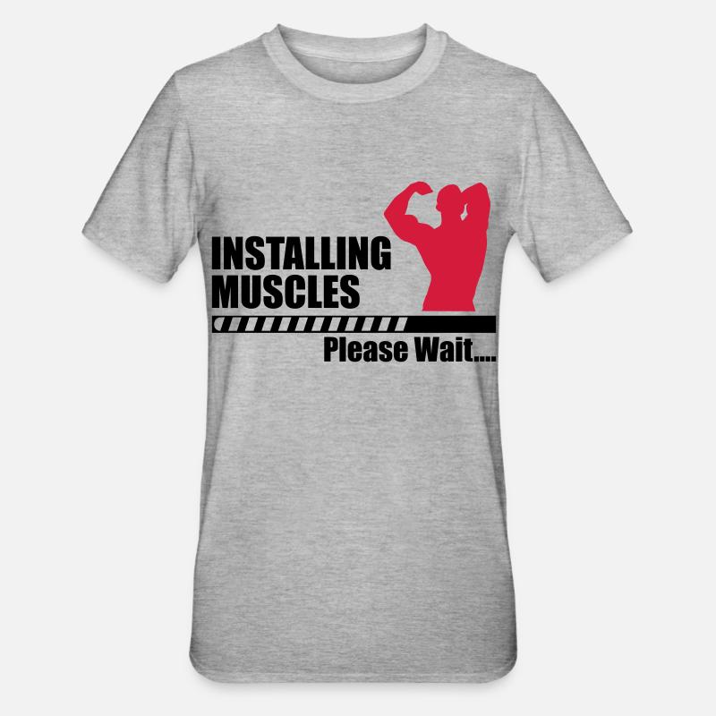 Installing Muscle - Unisex Polycotton T-Shirt - Grau meliert