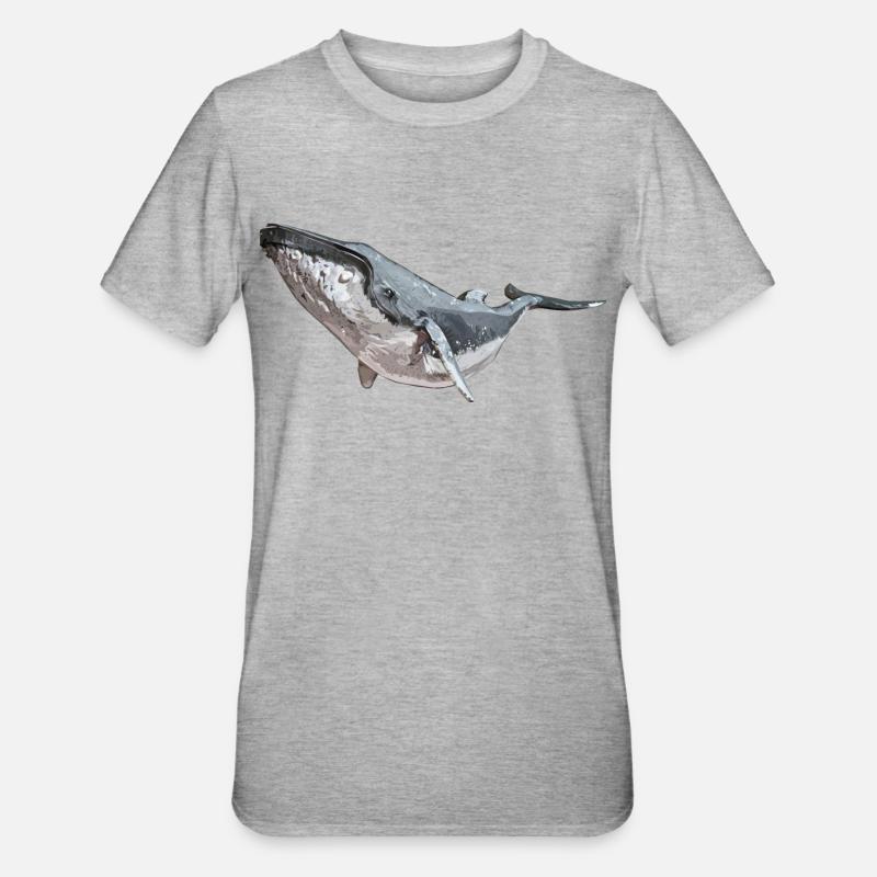 Buckelwal - Unisex Polycotton T-Shirt - Grau meliert