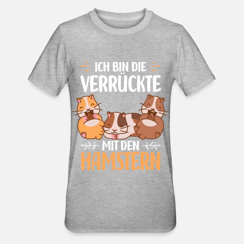 Hamster Mädchen - Unisex Polycotton T-Shirt - Grau meliert