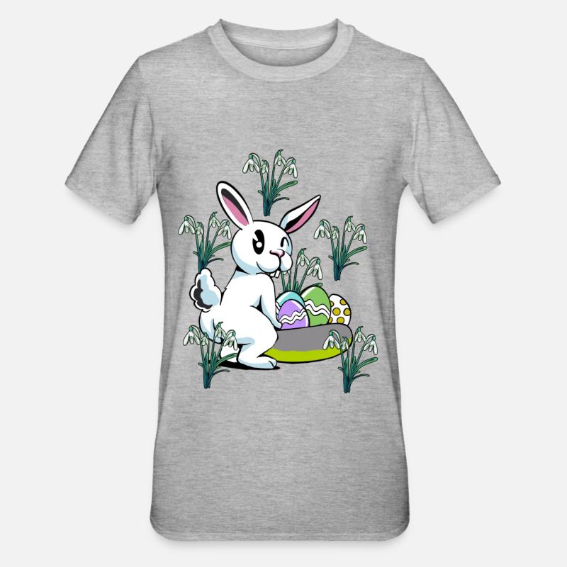 Spring snowdrop flowers Easter bunny - Unisex Polycotton T-Shirt - heather grey