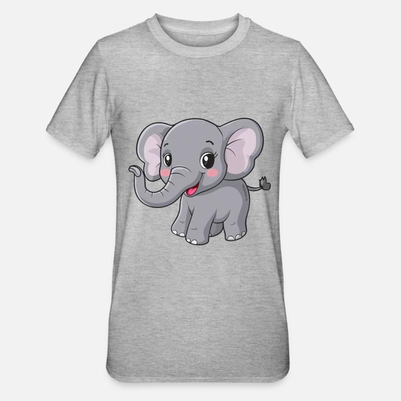 Mignon ami éléphant gris - T-shirt polycoton Unisexe - gris chiné